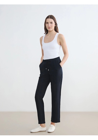 LC Waikiki Lcw Everyday Lacivert Beli Lastikli Kadın Pantolon Navy