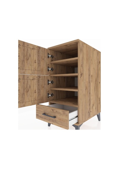 Kronos Komodin 4 Raflı Tek Çekmeceli Tek Kapaklı 44x59x96 Çam-çam Atlas Çam