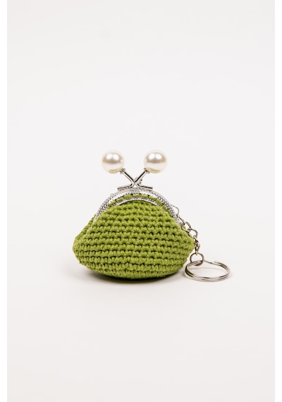 Fabric Craft Bag Mini Bozuk Para Cüzdanı Anahtarlık Klipsli Kiremit - Altın Yeşil