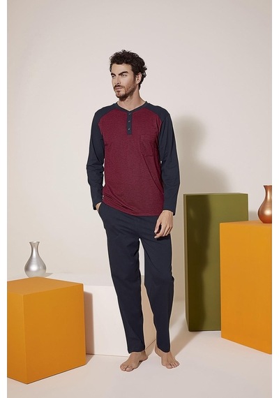 Kly 9201 Erkek Midi Yaka Pijama Takım