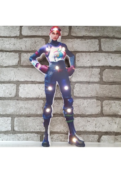 Led Fortnite Brite Bomber Karakteri Led Işıklı Pano Biblo Ahşap Masa Dekor Mavi
