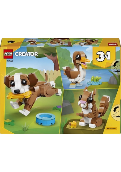 LEGO® Creator 3’ü 1 Arada Sevimli Hayvanlar: Oyunbaz Yavru Köpek 31382 – 8 Yaş Üzeri Çocuklar için Oyuncak Yapım Seti (336 Parça)