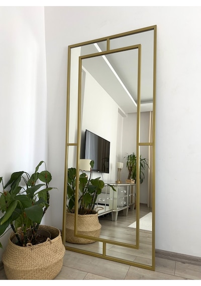 Effe Gold Metal Çerçeveli Yıldız 180x80 Cm Dekoratif Ayna