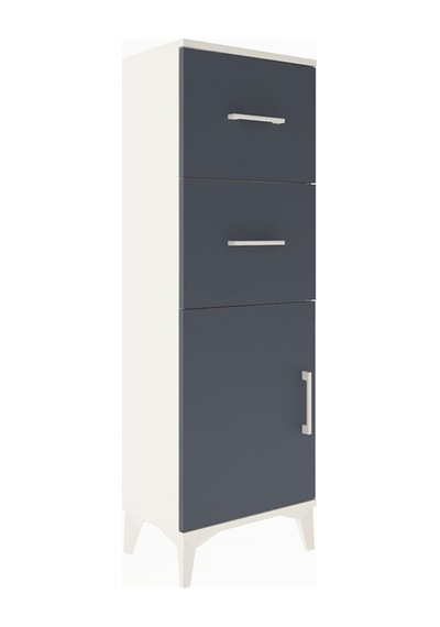 Arges Dolap Tek Raflı 2 Çekmeceli Tek Kapaklı 44x30x134 Aytaşı-antrasit Aytası