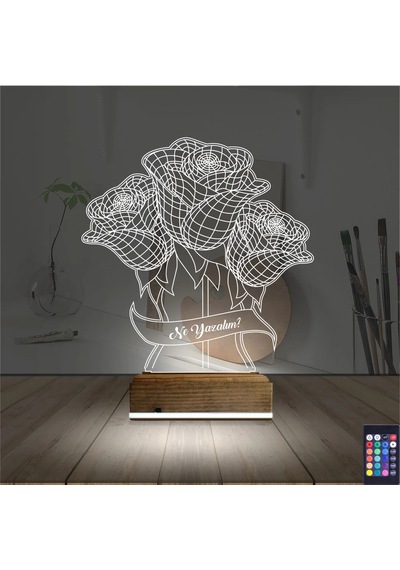 Luvivia Sevgiliye Gül Kişiye Özel 3d Lamba - Masa Gece Lambası