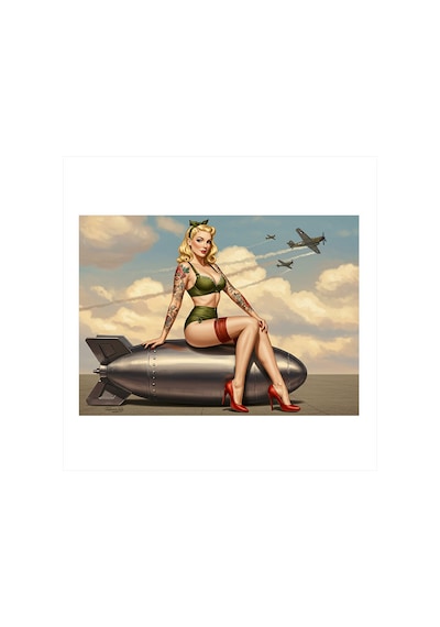 İkinci Dünya Savaşı Pin-up Kızı Tasarım Mdf Tablo