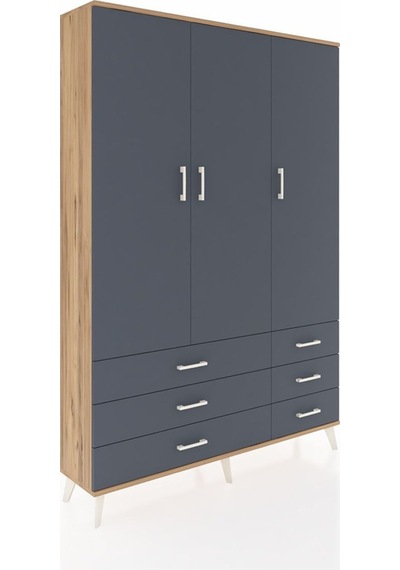 Arges Dolap 5 Raflı 6 Çekmeceli Tek Askılı 132x30x195 Çam-antrasit/antrasit Antrasıt/antrasıt Arges Dolap 5 Raflı 6 Çekmeceli Tek Askılı 132x30x195 Çam-antrasit/antrasit Antrasıt/antrasıt
