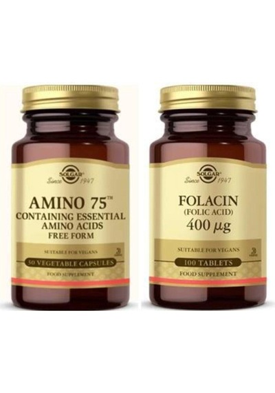 Solgar Amino 75 Essential Amino 30 Kapsül+ Folic Acid 400 Mcg 100 Tablet