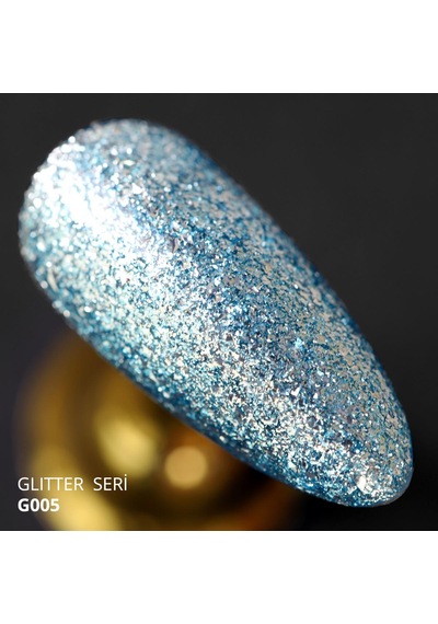 Momo Professional Glitter Kalıcı Oje G005 Yoğun Gümüş Parıltı Turkuaz 14 Ml