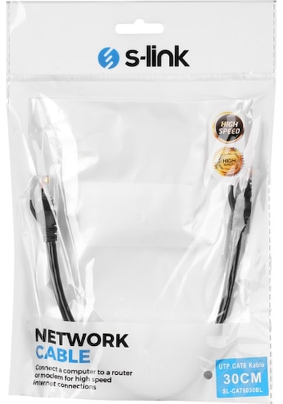 S-LINK SL-CAT6030BK 30CM SIYAH UTP CAT6 KABLO