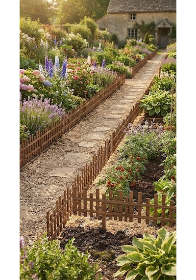 Dekoratif Doğal Ahşap Bahçe Çiti Kazıklı 20x50cm Kahverengi Emprenye