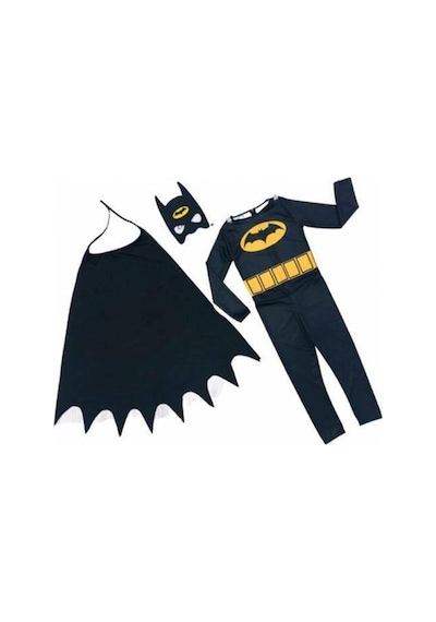 Batman Çocuk Kostümü Pelerinli Ve Maskeli Yarasa Adam Doğum Günü Kostümü Siyah