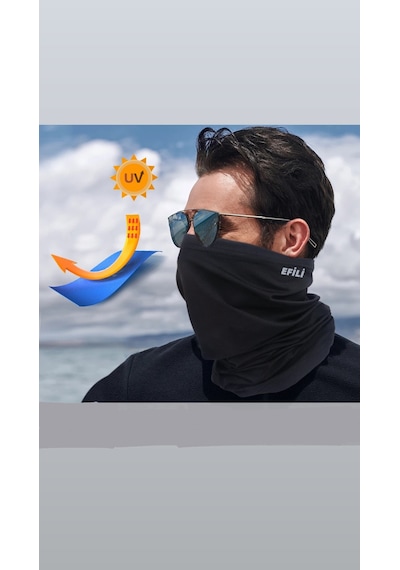 Efili Motosiklet Bisiklet Kayak Boyunluk Bandana Dikişsiz Termal Soğuk Siyah