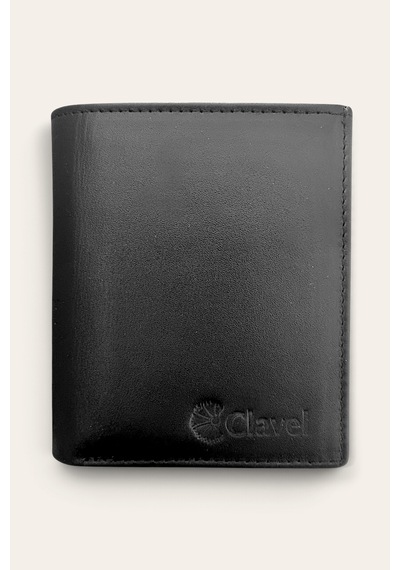 Clavel Hakiki Napa Deri Siyah Dikey Erkek Cüzdan Dik Model