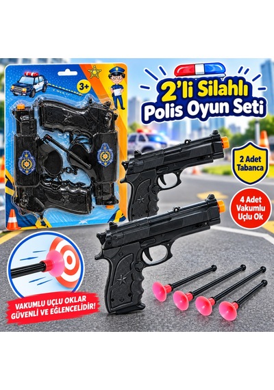1414 2'li Silahlı Polis Oyun Seti Aklby-bsva58 Çok  Renkli