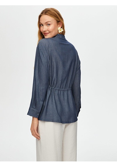 Faik Sönmez Önü Brode Nakışlı Beli Tünelli Overshırt Tunik S25tnk006 Us25tnk00627 Indigo