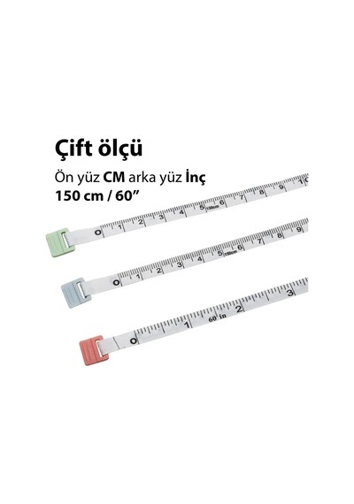 6440 Mini Anahtarlık Esnek Fiberglas Şerit Metre 150cm / 60inç 1 M - 2 M