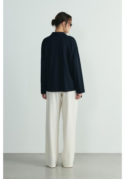 Suud Collection Lacivert Polo Yaka Oversize Tişört