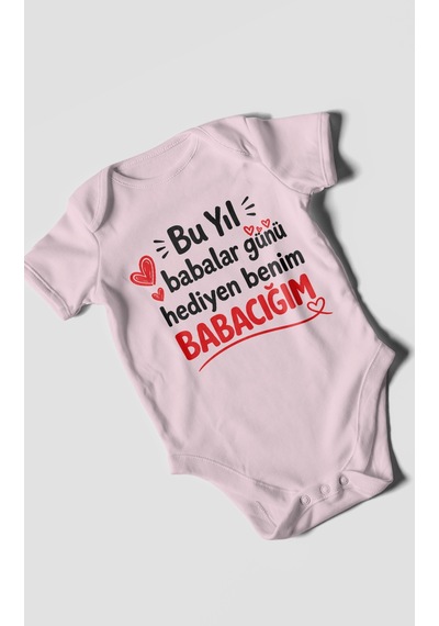 Morivokids Babaya Özel Kısa Kollu Bebek Body %100 Pamuk Zbn297-kk Bebe Pembe