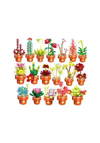Building Block Flower 181 Parça Kaynana Topuzu Kaktüsü
