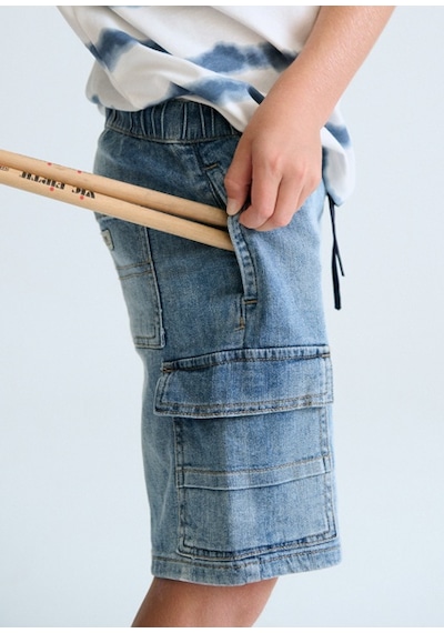 Mayoral Erkek Çocuk Kargo Denim Bermuda Şort Mavi - 066218