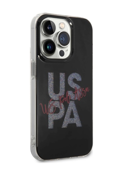 Apple iPhone Uyumlu 14 Pro Kılıf U.s. Polo Assn. Simli Parlak Alfabe Tasarım Kapak Çok Renkli