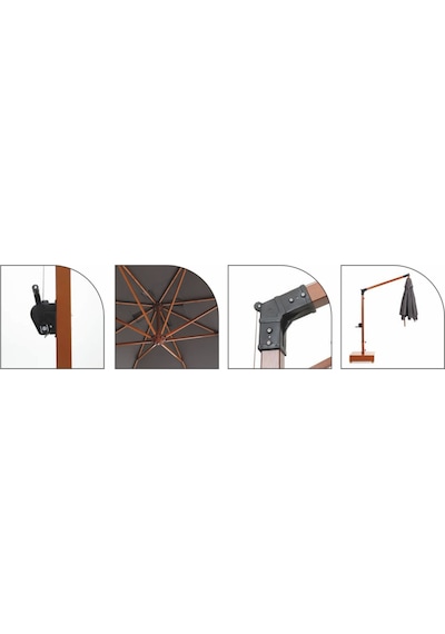 Sun Pole Kare Şemsiye 300x300/8 + 4 Adet Küp Bidonlu Metal Ayaklı Bej