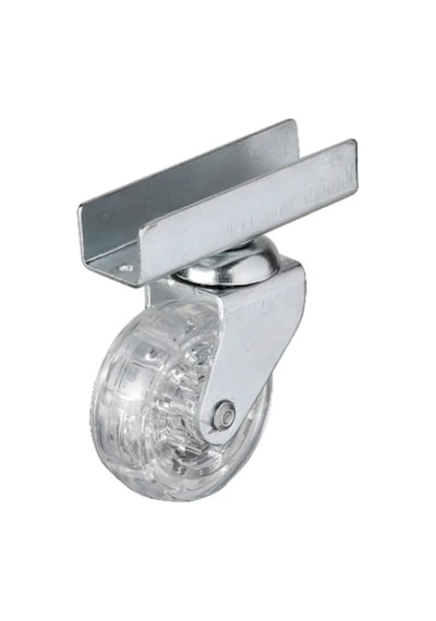 327 - 50x20 Mm Şeffaf Makaralı Uzun U Tablalı Teker 4 Adet