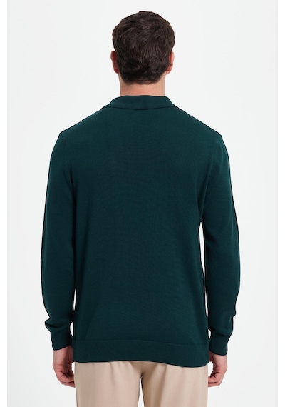 Tudors Erkek Standart Fit Normal Kesim Pamuklu Polo Yaka Yeşil Kazak-41886 Yeşil