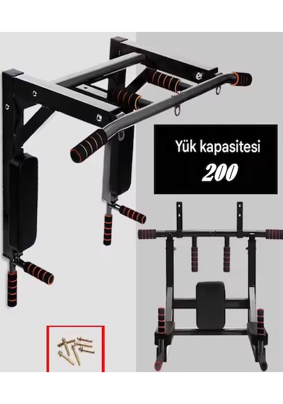 3in1 Büyük Duvara Monte Duvar Barfiks Dips Pull-up Biceps Spor E