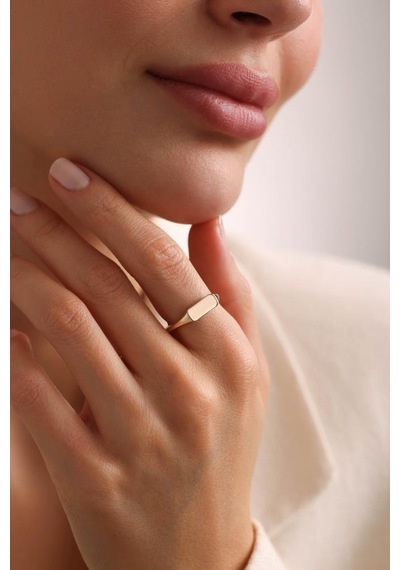 Emerald Signet Minimal Yüzük Sarı - Beyaz