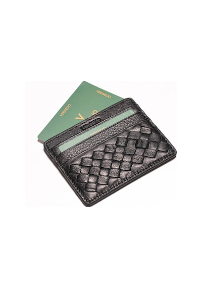 Black Cüzdan & Kartlık Erkek 845 Vergelio Knitting Wallet Card Holder Siyah