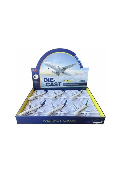 Çek Bırak Işıklı Sesli Metal Mavi Yolcu Uçağı 1:350 Ölçekli Die-cast Gövde Ve Hareketli Detaylara