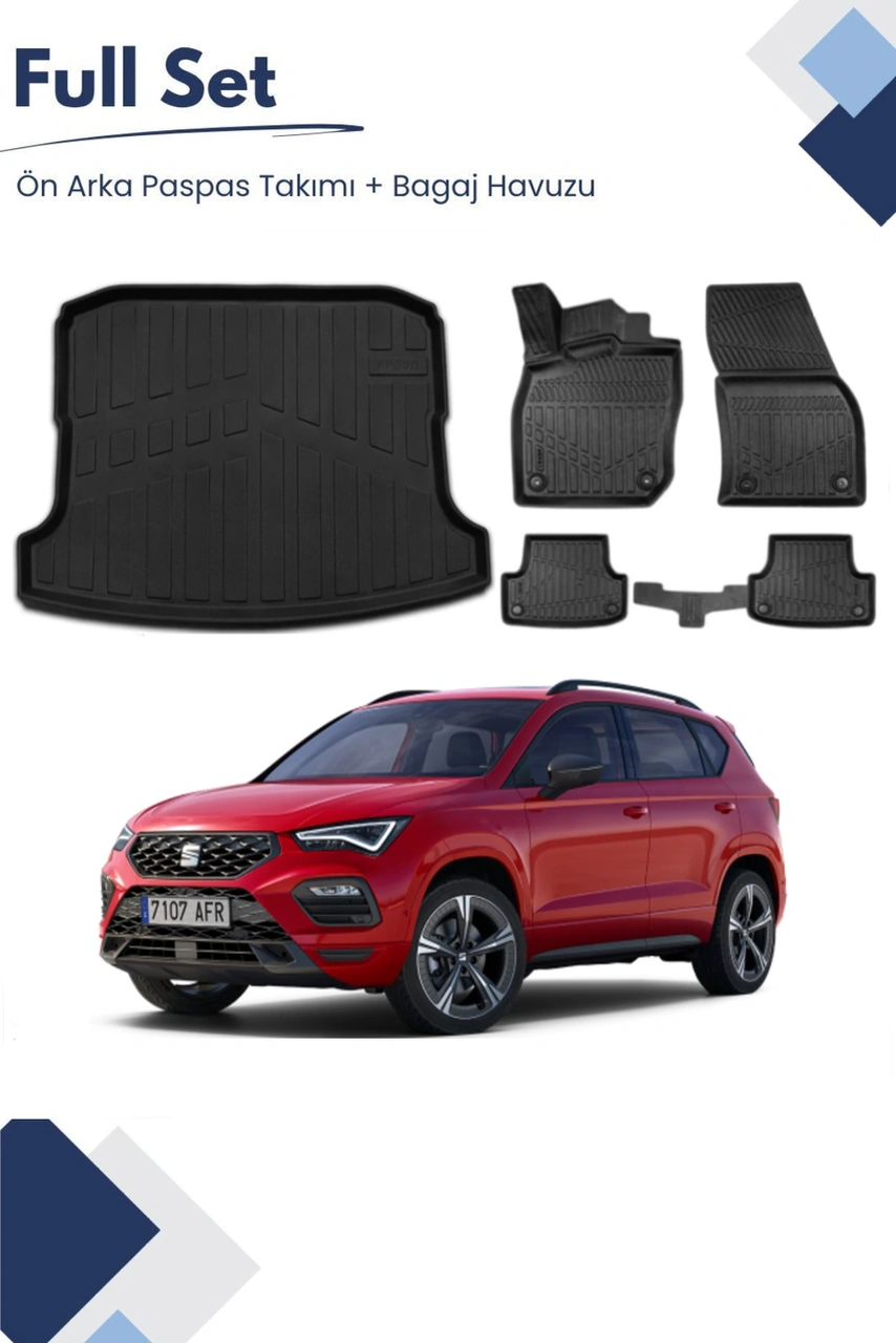 Seat Ateca 4x2 2023-2024-2025 Model Tam Uyumlu Paspas+bagaj Havuzu Seti