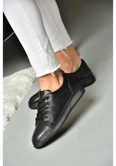 Fox Shoes P555460903 Siyah Hakiki Deri Spor Ayakkabı Sneakers Siyah