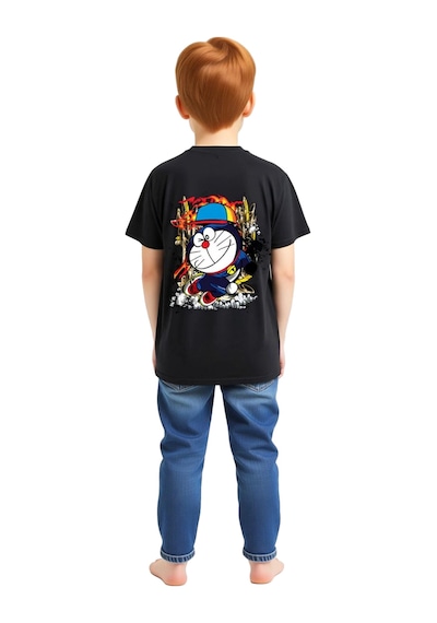 Paybuy Çocuk Tişört Anime Kedi Karakteri Şapka Sneaker Dinamik Baskı Rah Siyah