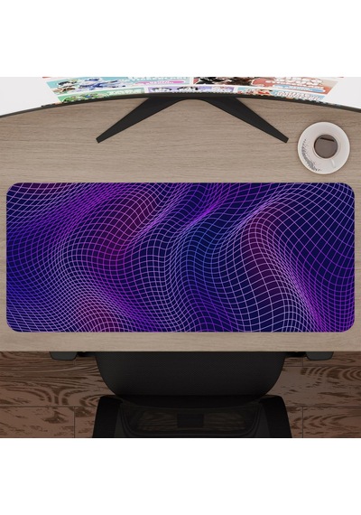 Vaporwave Grid Oyuncu Gaming Mouse Pad Kauçuk Kaymaz Taban Mousepad V3, 70x30 Xl