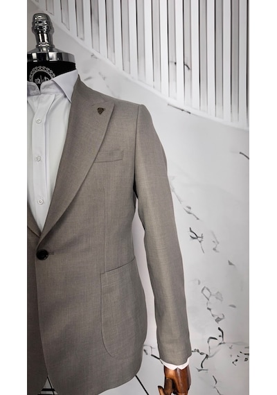Dupont Classics Dupont Erkek Slim Fit 6 Drop Sivri Yaka Torba Cep Çift Yırtmaç Takım Elbise Ekru Dupont Classics Dupont Erkek Slim Fit 6 Drop Sivri Yaka Torba Cep Çift Yırtmaç Takım Elbise Ekru