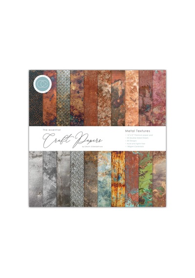 Craft Consortium Çift Taraflı Kağıt Ped 12"x12" 30/pkg-metal Dokular, 20 Tasarım, Çoklu