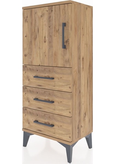Arges Komodin 2 Raflı 3 Çekmeceli Tek Kapaklı 44x30x106 Çam-çam Çam