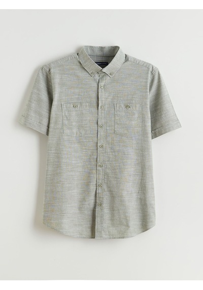 Lcwaıkıkı Classic Haki Regular Fit Kısa Kollu Erkek Gömlek