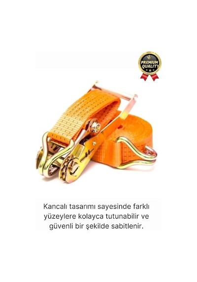 Çok Amaçlı Kopmaz Dayanıklı Kancalı Güvenli Sabitleme Gırgır Yük Gerdirme Kiti Spanzet Halat 10 Mt