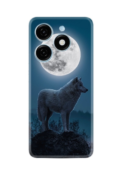 Tecno Spark 20 Spark 20c Kılıf Desenli Silikon Platinium Series Moon Wolf 1820