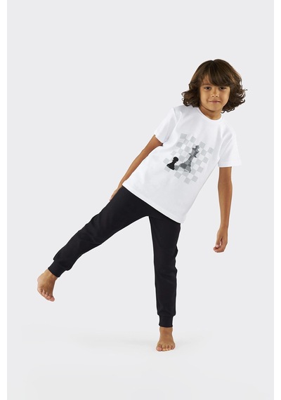 Panço Erkek Çocuk Beli Lastikli Siyah Pijama Altı