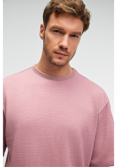 Grımelange VINTAGE Erkek Kısa Kollu Yuvarlak Yaka Dokulu Gofre Kumaş Regular Fit Pembe T-Shirt Grımelange VINTAGE Erkek Kısa Kollu Yuvarlak Yaka Dokulu Gofre Kumaş Regular Fit Pembe T-Shirt