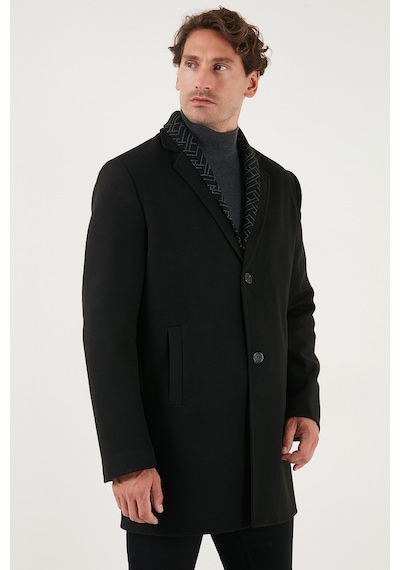 Buratti Yırtmaçlı Slim Fit Mono Yaka Kaşe Erkek Kaban 58400589 Siyah