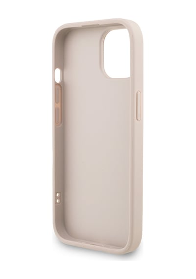 Apple Uyumlu iPhone 14 Kılıf Guess Lisanslı Bilek Askı İpli Metal 4g Ve Yazı Logolu Kapak Pembe