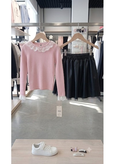 Pampal Moda Kız Çocuk Deri Etekli Takım Gülkurusu Pampal Moda Kız Çocuk Deri Etekli Takım Gülkurusu