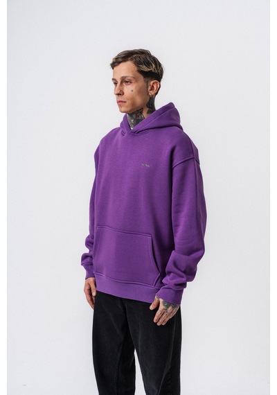 Erkek Respire Yazı Detaylı Kapüşonlu Basic Oversize Hoodie Lila