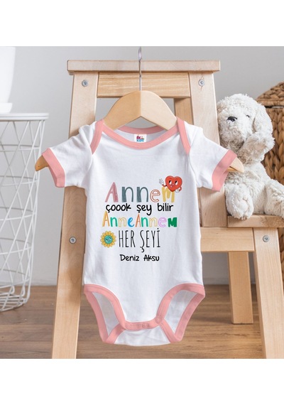Bk Gift Bk Kids Kişiye Özel Pembe Bebek Body Zıbın - Model 74 12-18 Ay